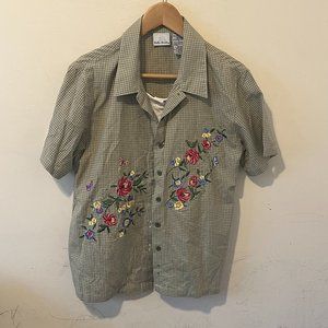 BOBBIE BROOKS | Women's Short Sleeve Button Down Top Multicolour Size Small